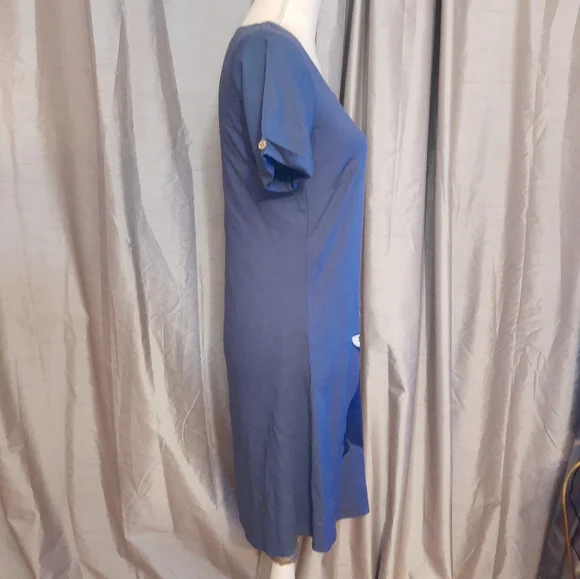 Joe Browns Cat print short sleeve blue shift dress UK 8 viscose/ linen blend - Picture 7 of 10